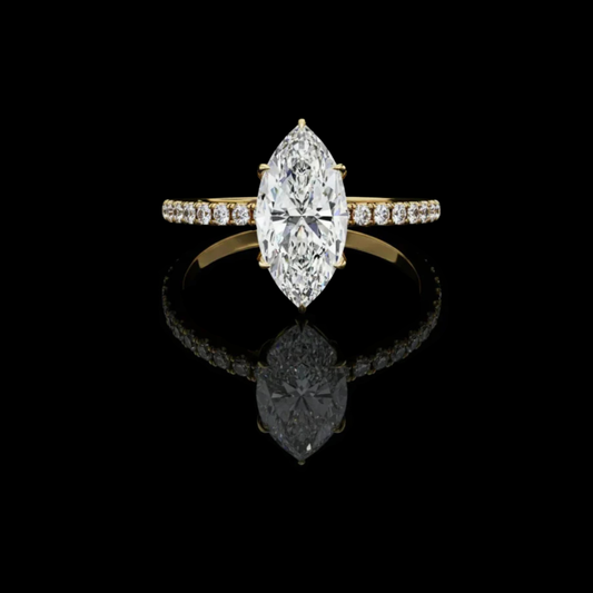 Marquise Cut Moissanite Diamond With Hidden Halo Pave Anniversary Ring