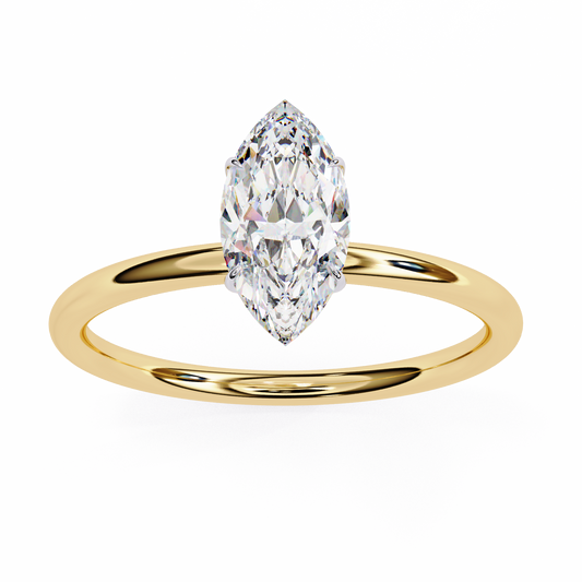 Marquise Cut Lab Diamond Solitaire Engagement Ring With Six Prong - View 2
