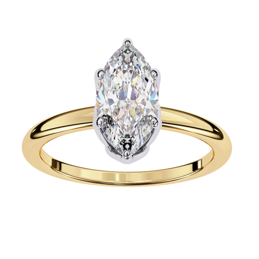 Six Pave Setting Marquise Lab Diamond Solitaire Engagement Ring - View 2