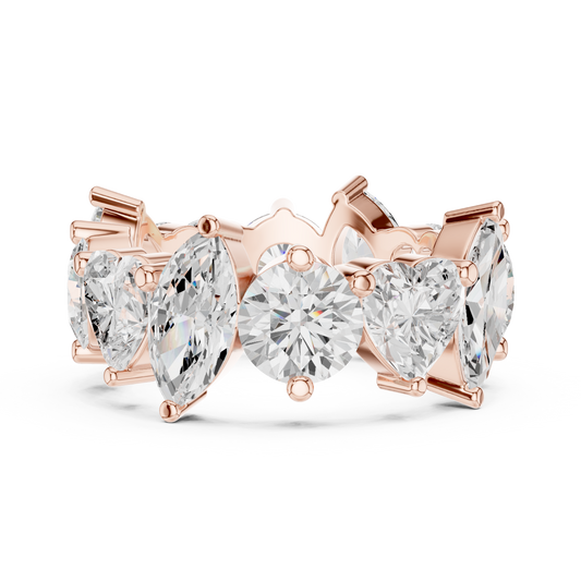 Multi Shape Moissanite Diamond Pave Setting Wedding Band - View 2