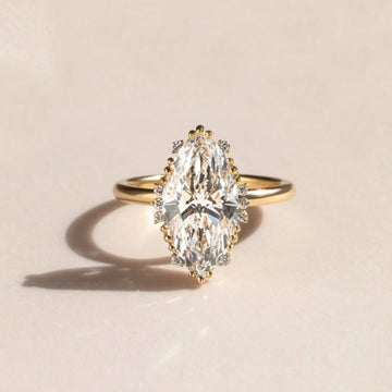 Marquise Cut Lab Diamond Halo Engagement Ring