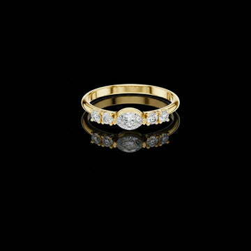 Wedding Band With Moval Center Lab Diamond