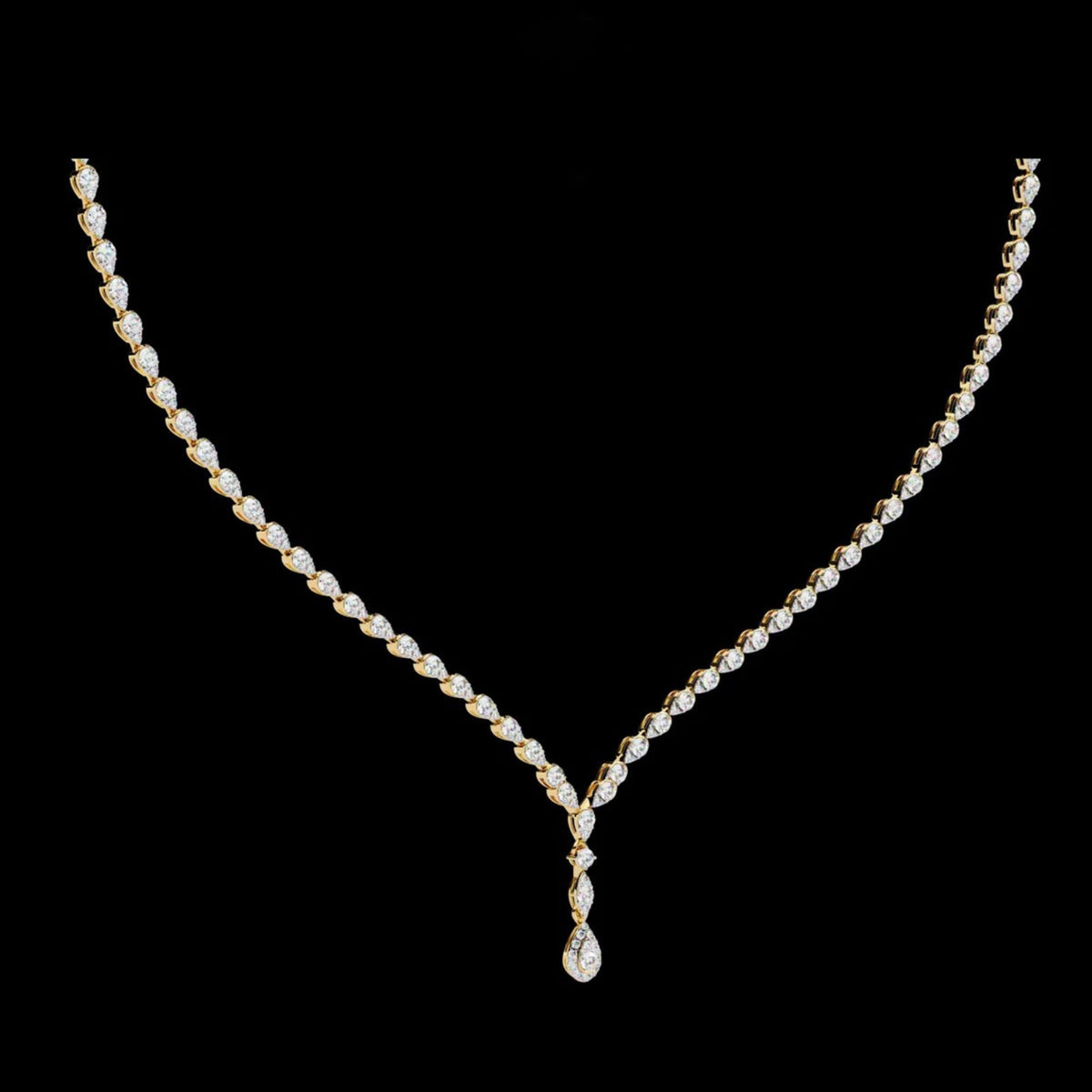 Pear Lab Grown Diamond V Drop Tennis Necklace
