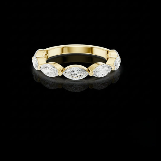 Minimal Marquise Cut Moissanite Diamond Wedding Band