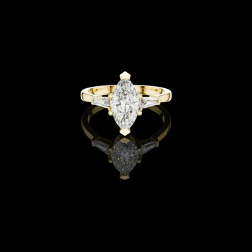Marquise Lab Diamond Wedding Ring With Baguettes