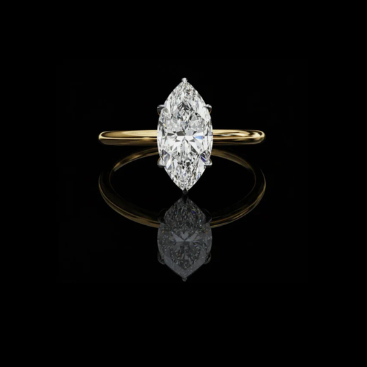 Marquise Cut Lab Diamond Solitaire Engagement Ring With Six Prong
