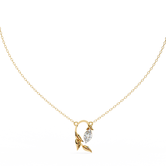 Nature Inspired Marquise Moissanite Diamond Leafy Pendant - View 2