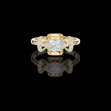 Marquise Cut Moissanite Diamond Ring Prong Setting and Side Accents