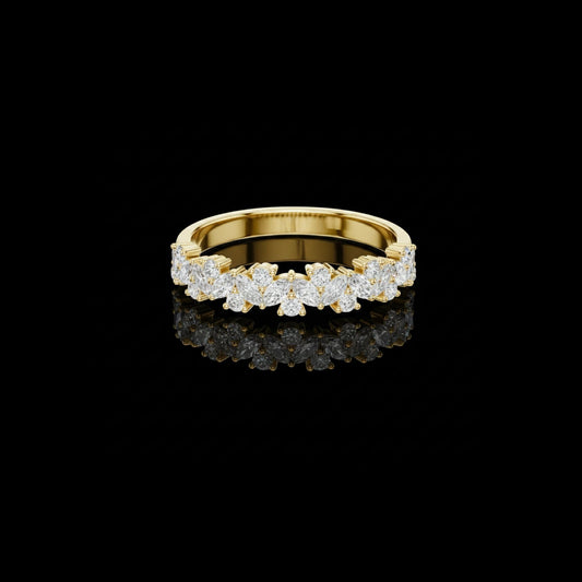 Marquise and Round Lab Diamond Wedding Band