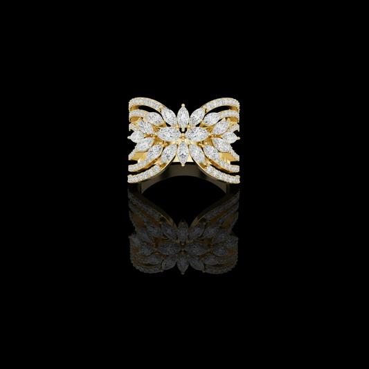 Floral Cluster Marquise Cut Moissanite Diamond Wedding Ring Band