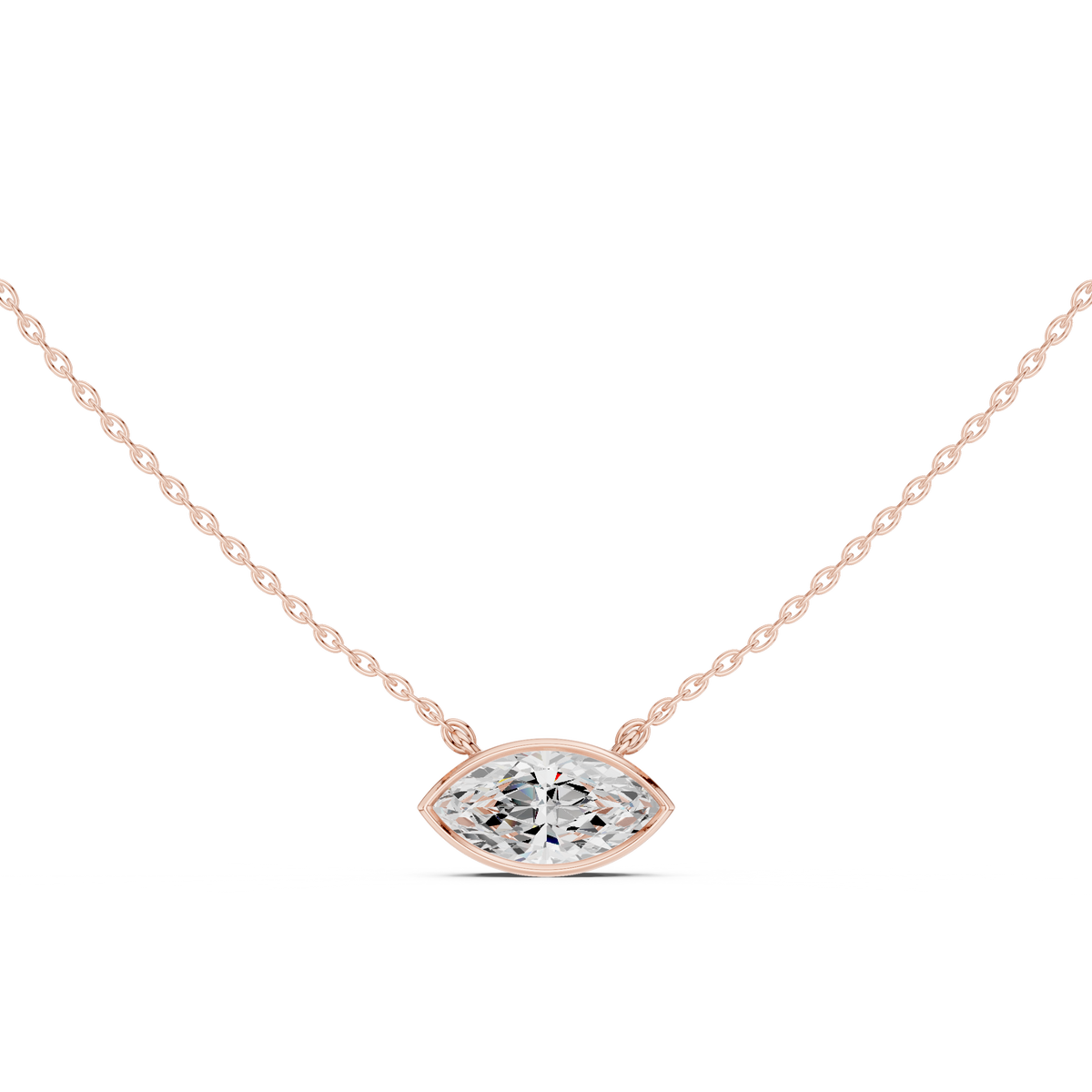 Marquise Cut Moissanite Diamond Solitaire Pendant - View 3
