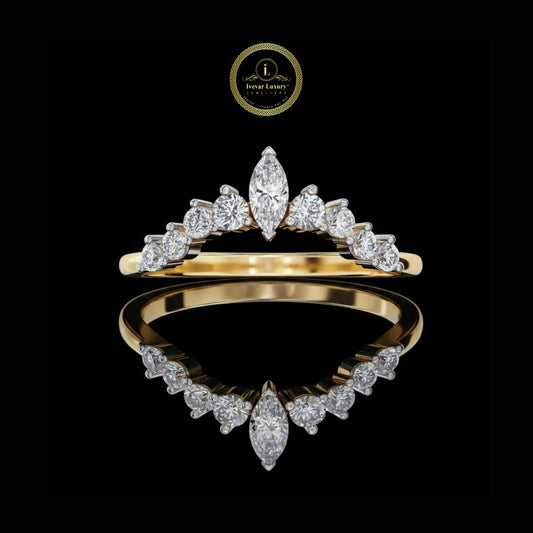Marquise and Round Cut Moissanite Diamond Eternity Wedding Band