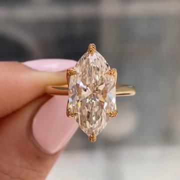 Marquise Cut Lab Diamond Cathedral Solitaire Engagement Ring