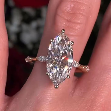Minimalist Marquise Cut Moissanite Diamond Engagement Ring