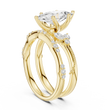 Marquise Cut Lab Diamond Women's Vintage Cluster Bridal Ring Set - View 13