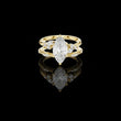 Marquise Cut Lab Diamond Women's Vintage Cluster Bridal Ring Set