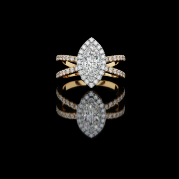 Marquise Halo Lab Diamond Ring with Split Double Band