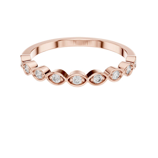 Inspired Round Cut Moissanite Diamond Half Eternity Wedding Band - View 2