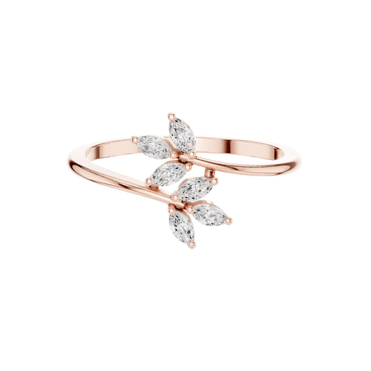 Marquise Lab Diamond Leaf Open Bypass Promise Ring - View 2