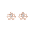 Lotus Flower Marquise Cut Moissanite Diamond Open Petal Stud Earrings - View 2