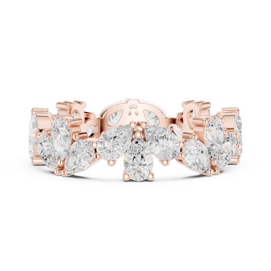 Pear Cut Moissanite Diamond Floral Eternity Band Ring - View 2