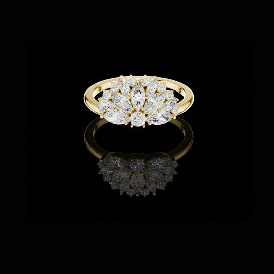 Marquise Lab Diamond Floral Cluster Cocktail Ring