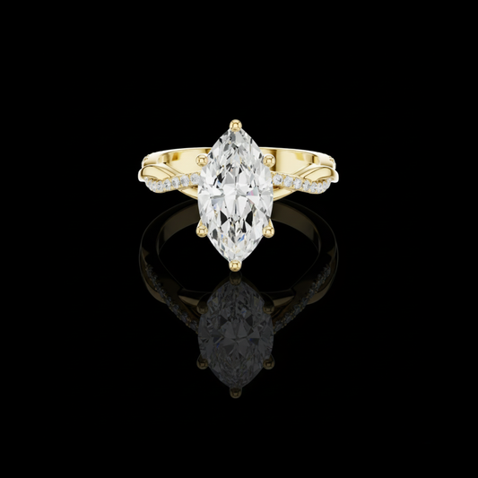 Marquise Cut Moissanite Diamond Twisted Pave Engagement Ring