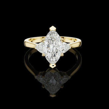 Engagement lab Diamond Ring With Side stone Marquise And Trillion