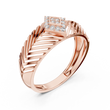 Round Moissanite Diamond Pavé Chevron Statement Ring - View 5