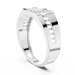 Round Cut Lab Grown Diamond Men's Bezel Accent Trapezoid Pave Statement Band - View 9