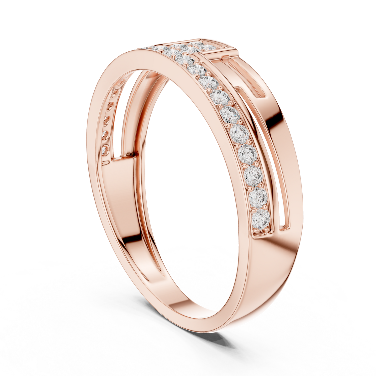 Round Cut Lab Grown Diamond Men's Square Cluster Pave Border Gold Band - View 8