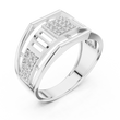 Round Cut Lab Grown Diamond Men's Pillar Cage Geometric Gold Statement Band - View 6