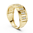 Round Cut Moissanite Diamond Men's Chevron Edge Geometric Statement Ring - View 7