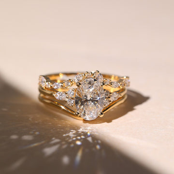 Oval Cut Moissanite Diamond Wedding Bridal Ring Set