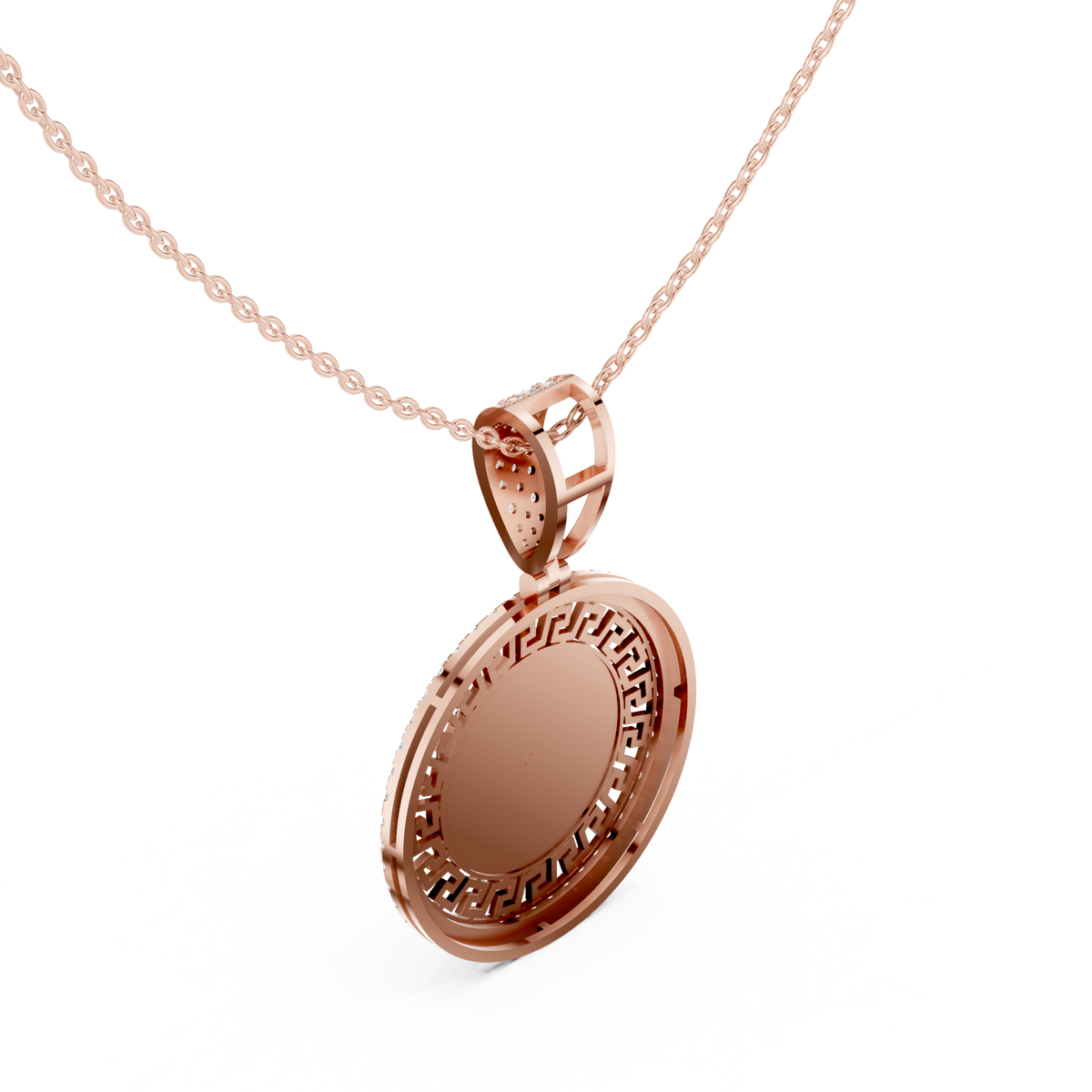 Greek Key Pattern Statement Charm Featuring Round Lab Grown Diamond - View 8