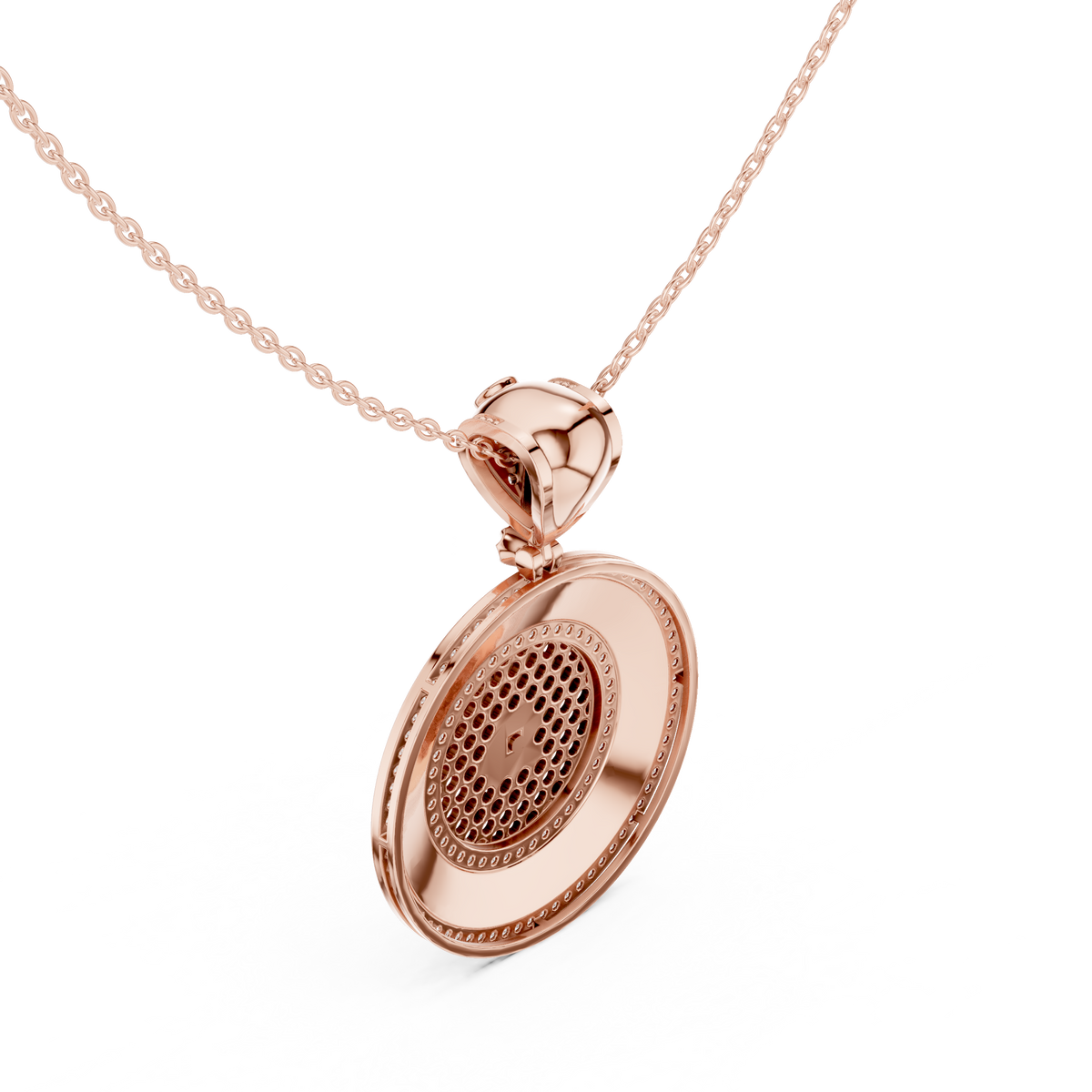 Greek Key Pattern Border Statement Pendant with Round Moissanite Diamond - View 8
