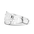 Round Cut Moissanite Diamond Men's Square Cluster & Curved Arc Ring - View 12