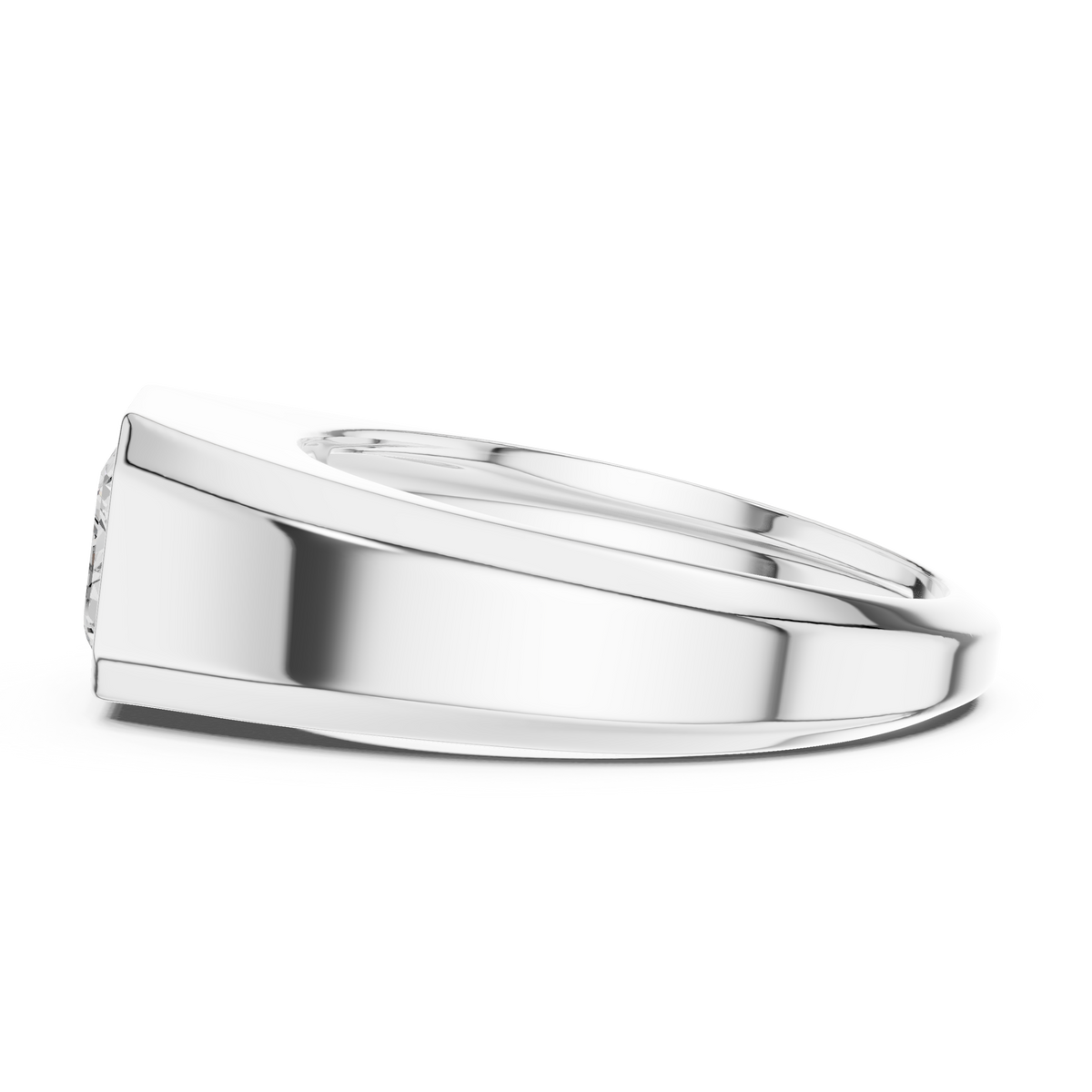 Emerald Cut Lab Grown Diamond Men's Heavy Gold Solitaire Statement Ring - View 10