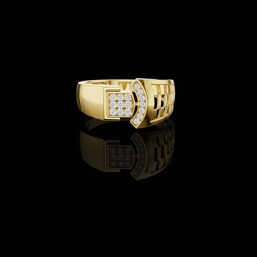 Round Cut Moissanite Diamond Men's Square Cluster & Curved Arc Ring