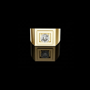 Cushion Cut Moissanite Diamond Men's Square Signet Ring