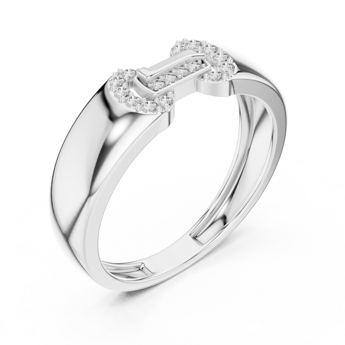 Round Cut Moissanite Diamond Men's Equestrian Openwork Link Wedding Band - View 6