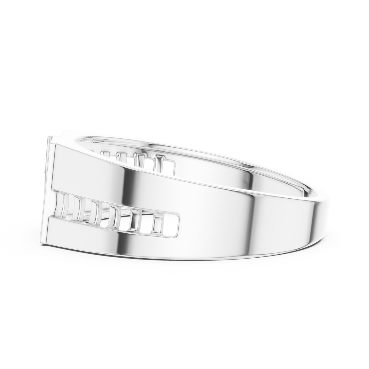 Round Cut Lab Grown Diamond Men's Bezel Accent Trapezoid Pave Statement Band - View 12