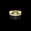 Round Cut Lab Grown Diamond Men's Square Cluster Pave Border Gold Band