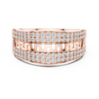 Round Cut Moissanite Diamond Men's Double Pave Border Geometric Ring - View 2