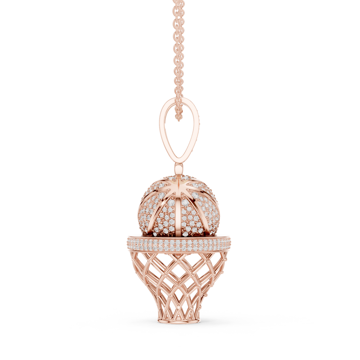 Sports Theme Ball Motif Charm Pendant with Round Lab Grown Diamond - View 8
