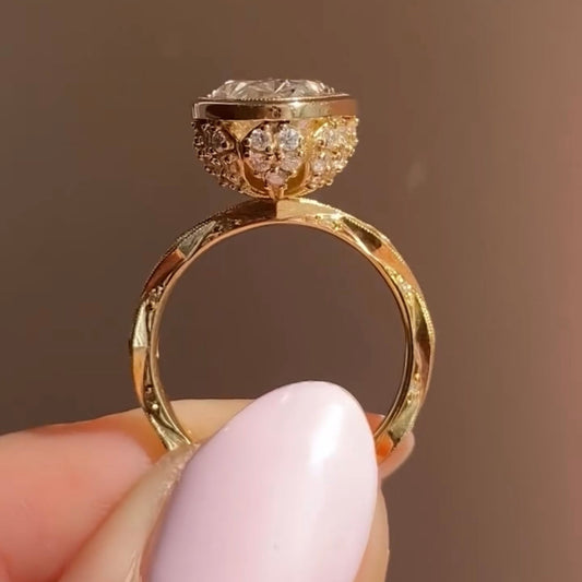 Pear Cut Halo Lab Diamond Solitaire Ring - View 2