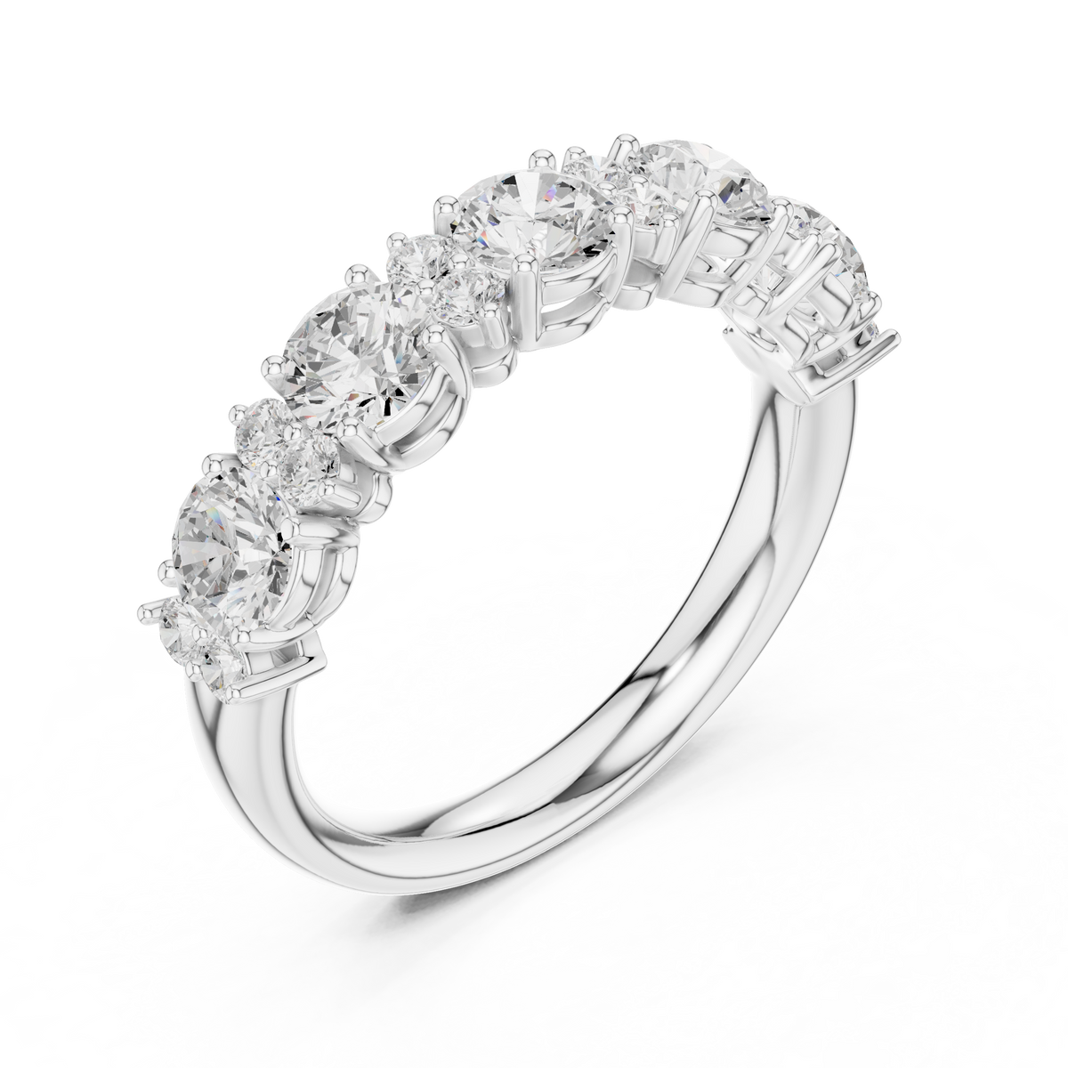 Timeless Round Lab Diamond Half Eternity Wedding Band - View 6