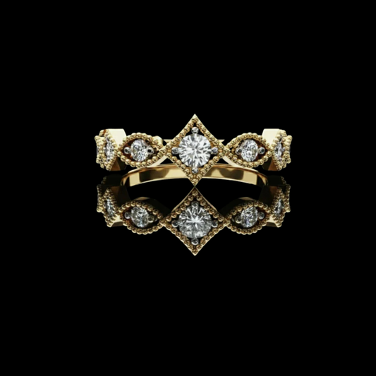 Princess Cut Chevron Moissanite Diamond Stackable Wedding Band Ring