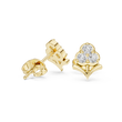 Stem Motif Floral Clover Round Triple Lab Diamond Cluster Earring - View 7