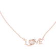 LOVE Alphabet Typography Pendant with Round Moissanite Diamond - View 2